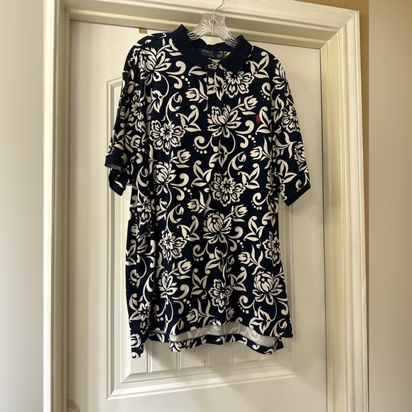 Polo Ralph Lauren Shirt Men’s XXL Custom Fit Blue Floral Tropical Hawaiian NWOT - Picture 2 of 5